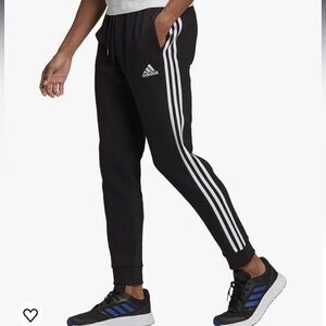 Adidas 3 stripe black joggers